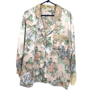 Victoria's Secret size‎ medium vintage gold tag long sleeve button up top shirt